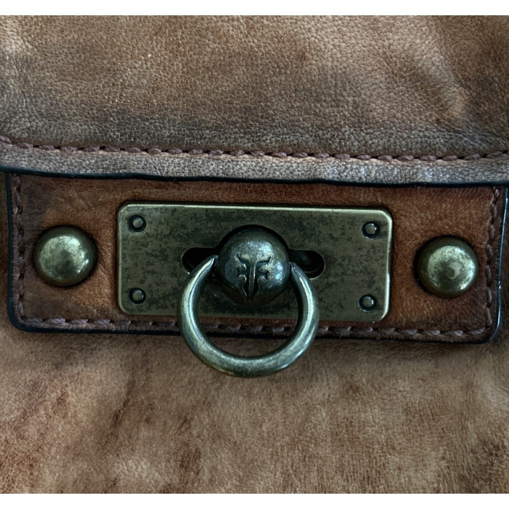 Frye Cameron Magazine Crossbody Leather Bag with Dust Bag Brown Distressed‎ - Picture 4 of 13
